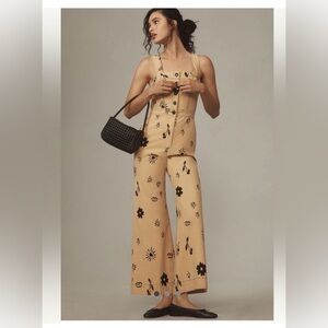 Maeve by Anthropologie Jumpsuit with Black Floral Design the Colette sz 2